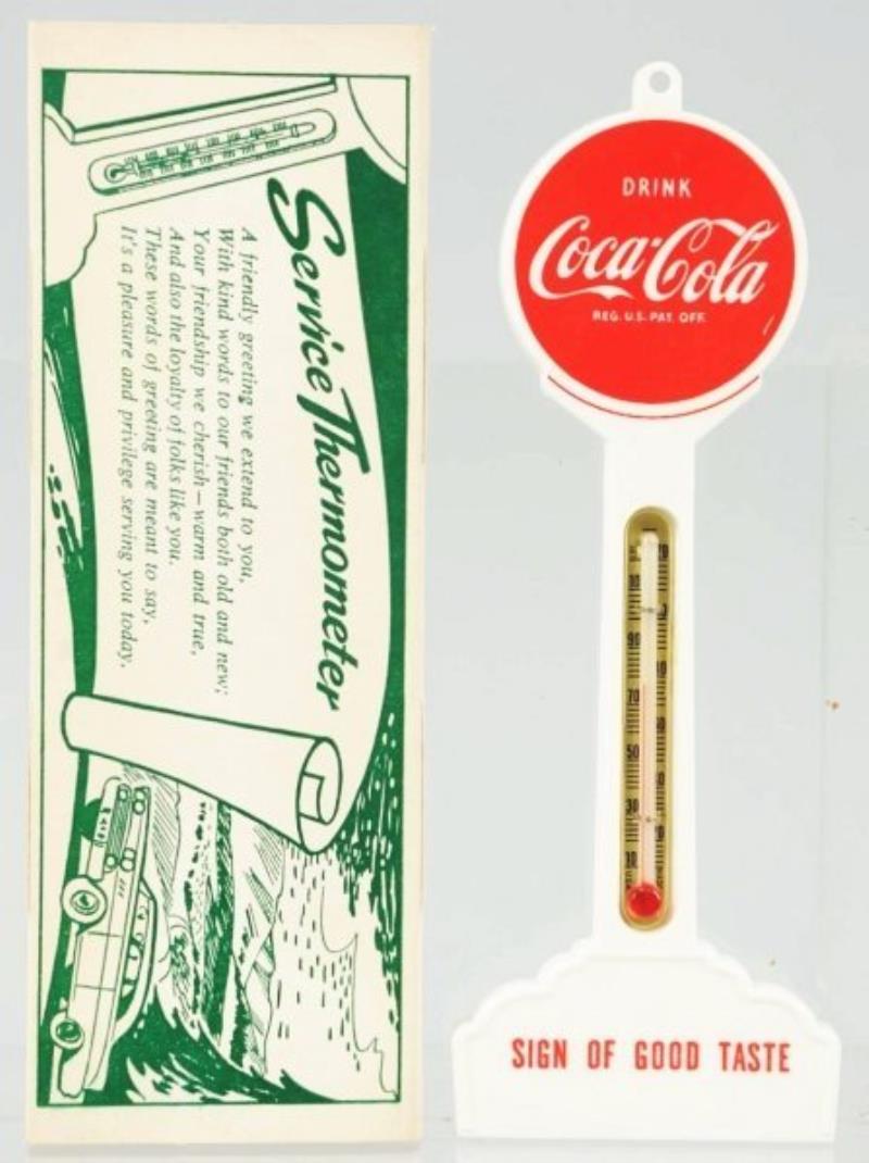 Coca-Cola Small Plastic Thermometer & Box