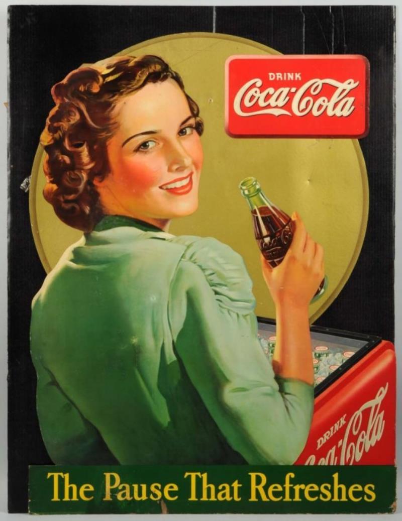 Large 1940 Cardboard Die Cut Coca-cola Cutout Value & Price Guide