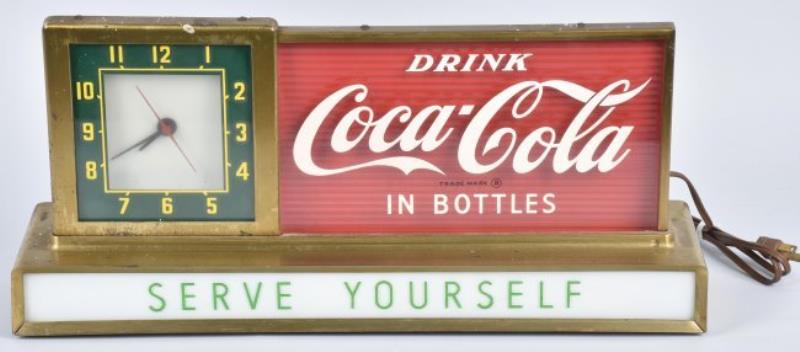 COCA COLA COUNTER ADVERTISING CLOCK, VINTAGE