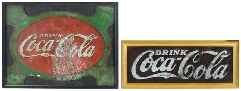 Coca-Cola signs (2), both diecut metal "Drink