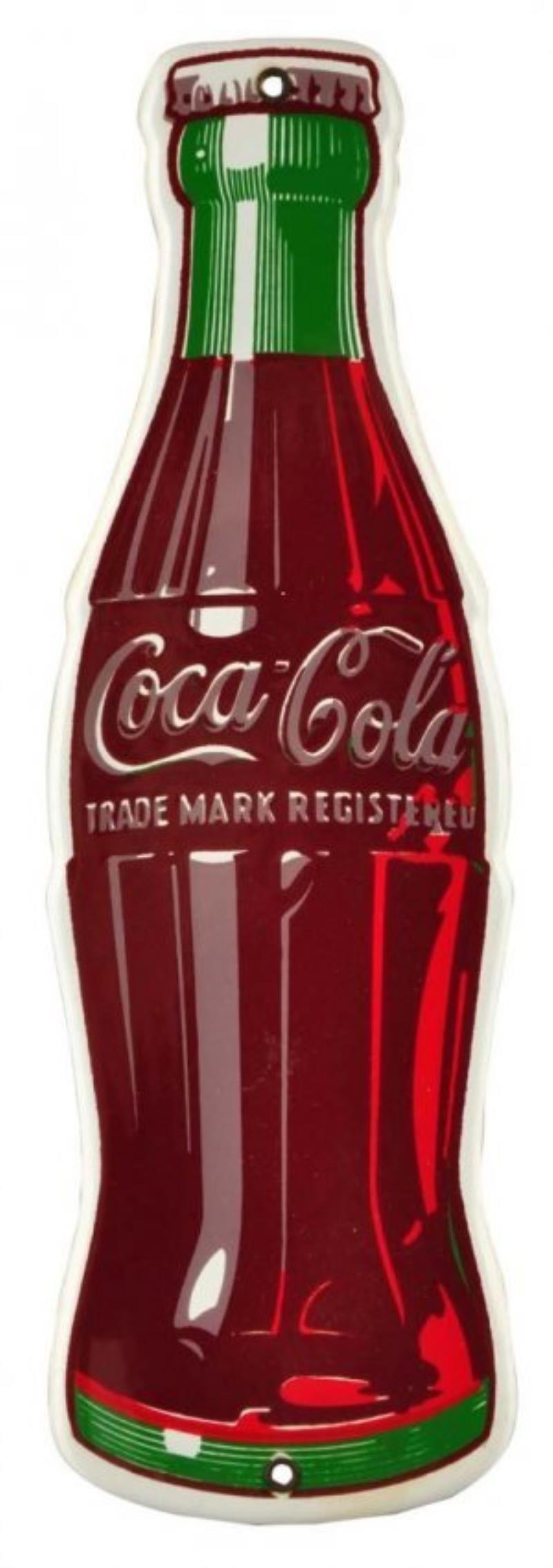 1940's Coca - Cola Porcelain Cut Out Sign.