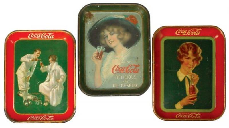 Coca-Cola serving trays (3), 1912, 1926 & 1927, F