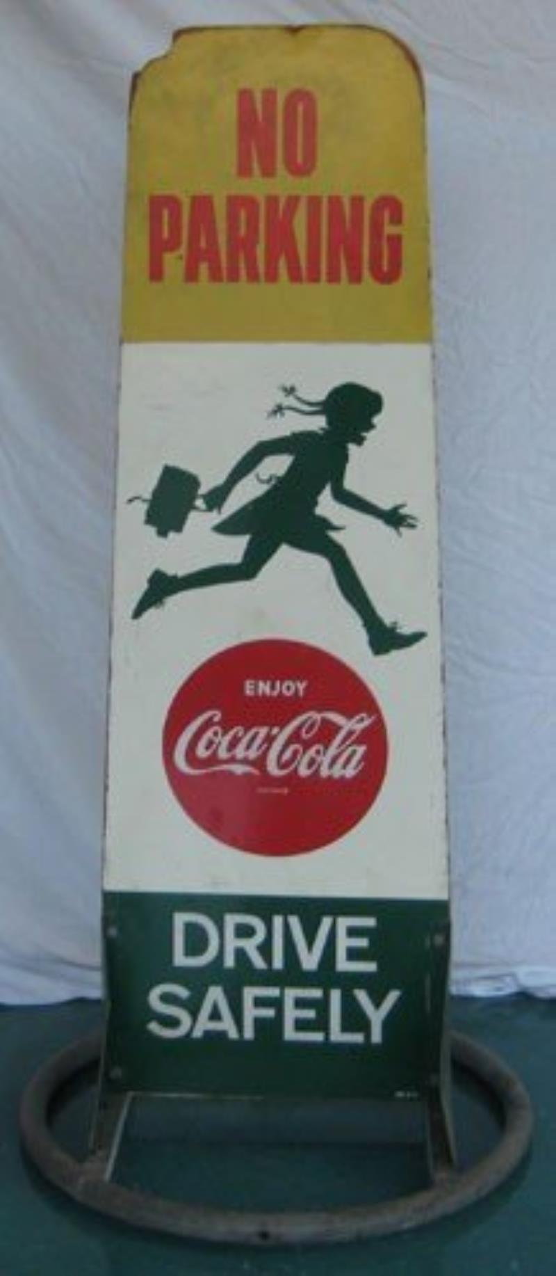 1955 COCA-COLA PLYWOOD AND METAL SCHOOL ZONE SIGN