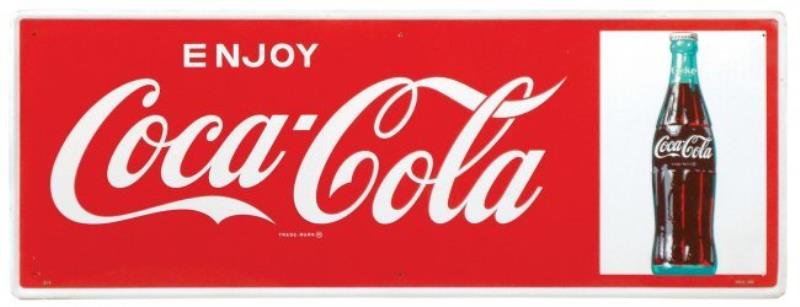 Coca-Cola sign, "Enjoy Coca-Cola" w/bottle, clate