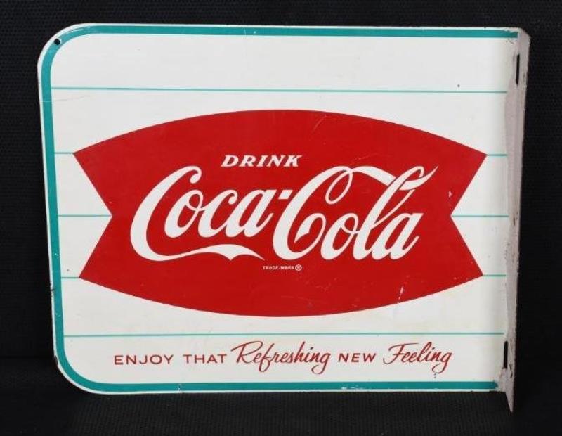 Drink Coca-Cola w/Fish Tail Logo Metal Sign