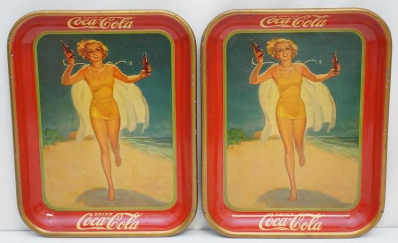 PAIR ORIGINAL 1937 COCA COLA TRAYS