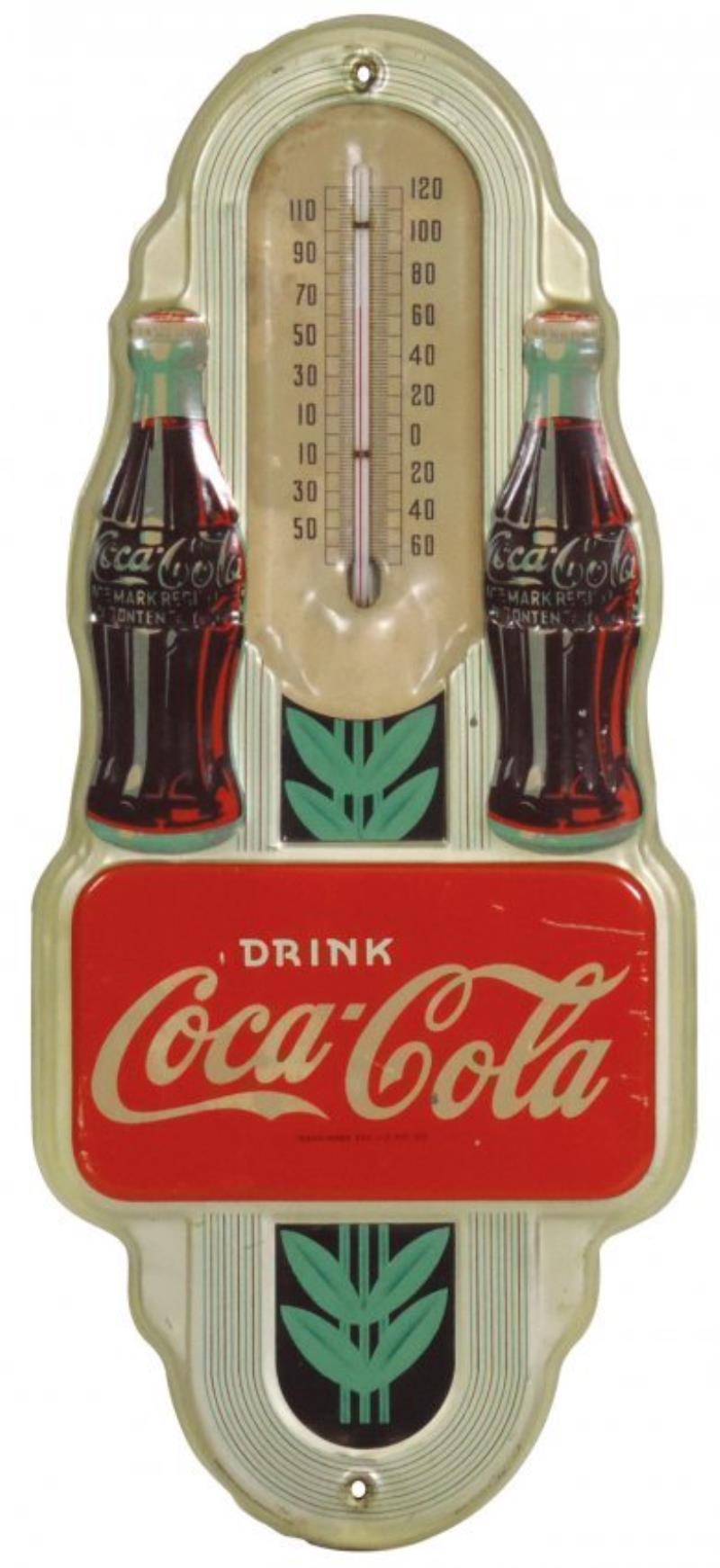 Coca-Cola thermometer, c.1941, embossed tin, Robertson