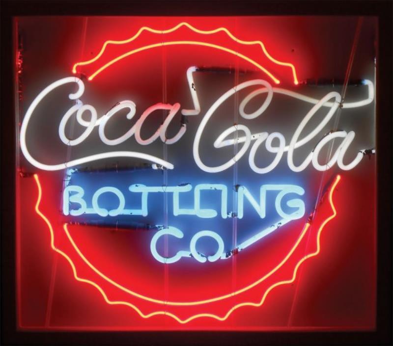 Coca-Cola neon sign, "Coca-Cola Bottling Co", red &