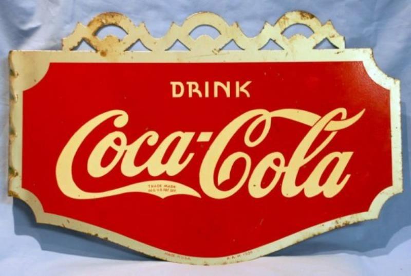 1936 Coca-Cola Double-Sided Tin Flange Sign
