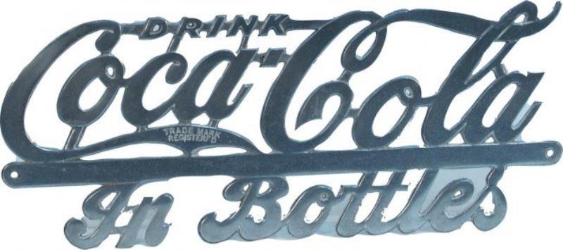 Vintage Die-Cut Aluminum ""Drink Coca Cola In Bott