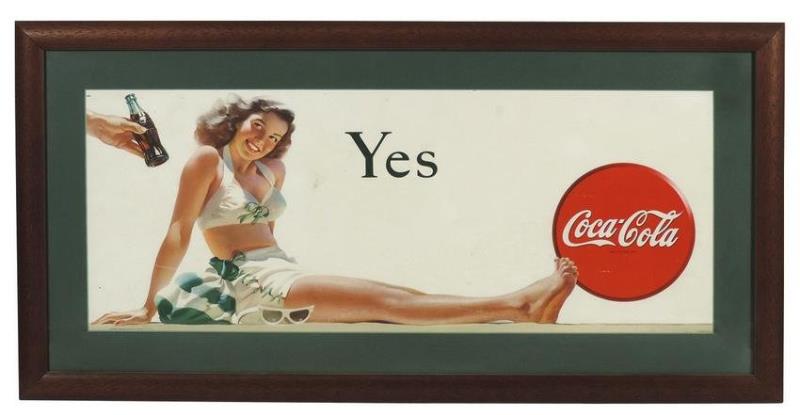 Coca-Cola Sign, "Yes" Bathing Beauty, 1946 litho on