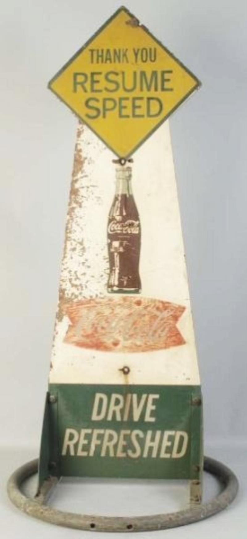 1960s Coca-Cola Plywood School Zone Crossing Sign