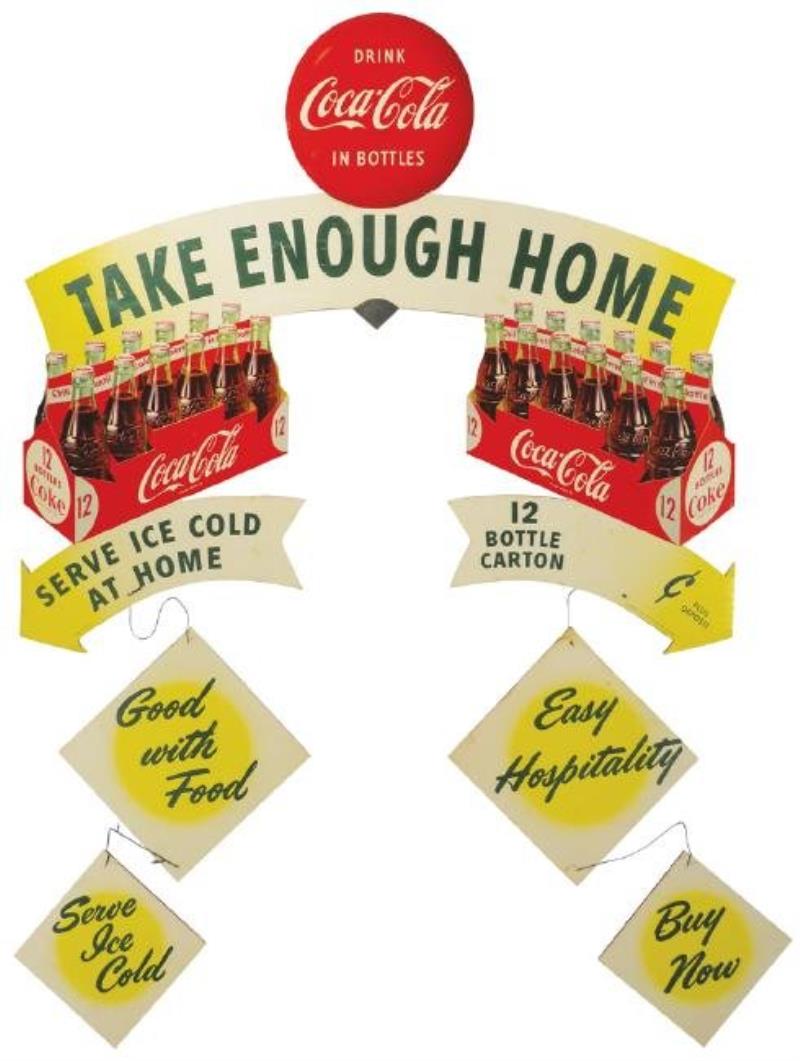 1954 Coca Cola Cardboard String Hanging Sign