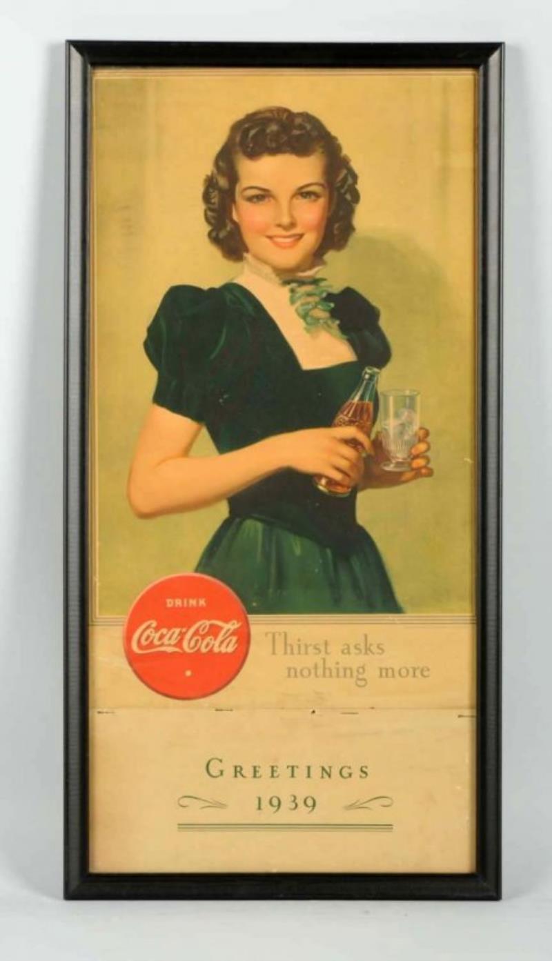 Framed 1939 Coca-Cola Calendar.