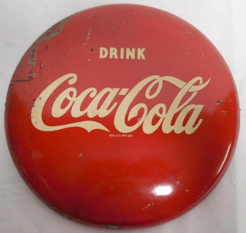 Original Coca Cola sign metal, shows wear, some of the