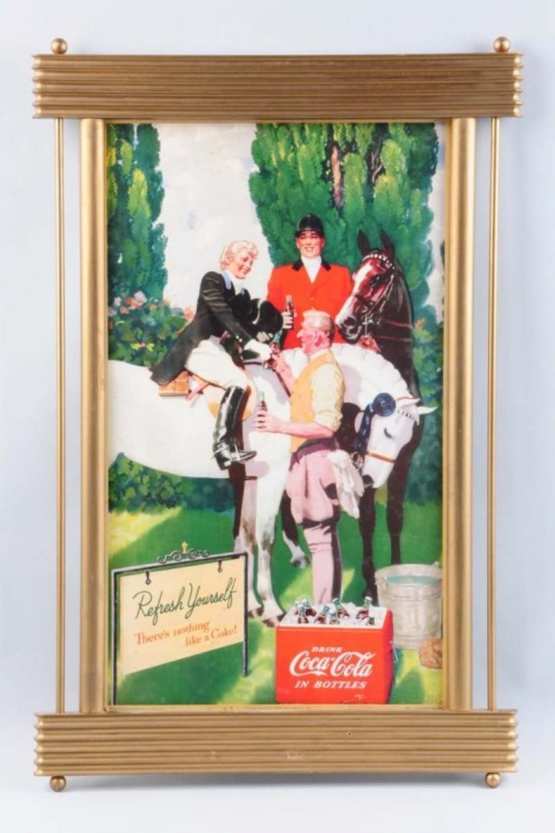 Coca-cola Framed Cardboard Sign.