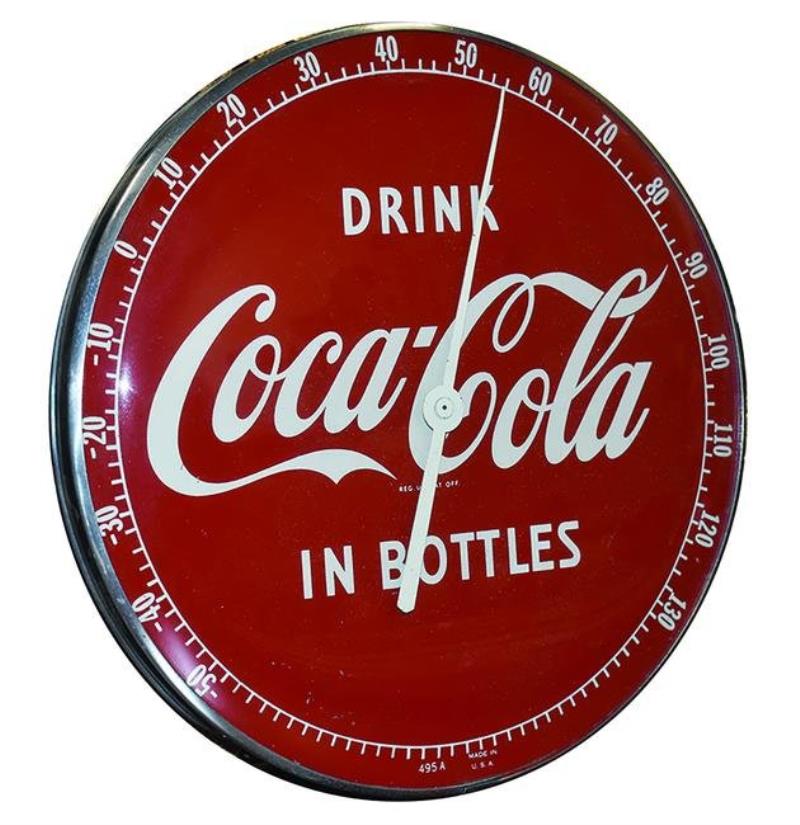 Drink Coca Cola "In Bottles" Advertising Thermometer
