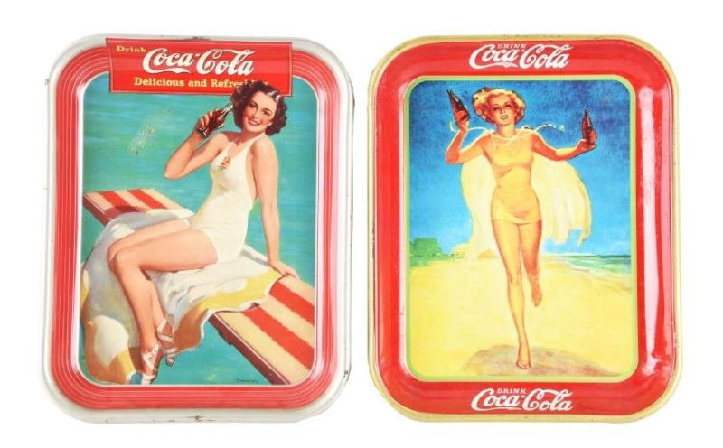 1937 & 1939 Coca-Cola Tin Serving Trays.