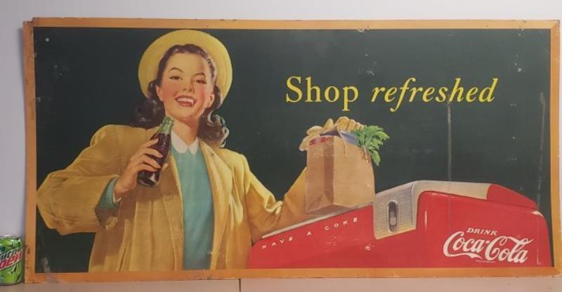 Large 1948 Coca Cola Pinup Girl Cardboard Sign