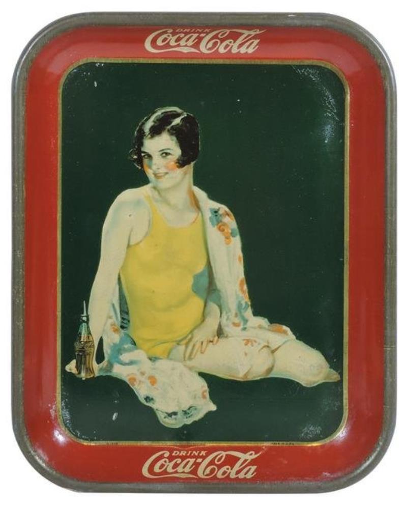 Coca-Cola Serving Tray, Swimsuit Girl, c1939 Bottle