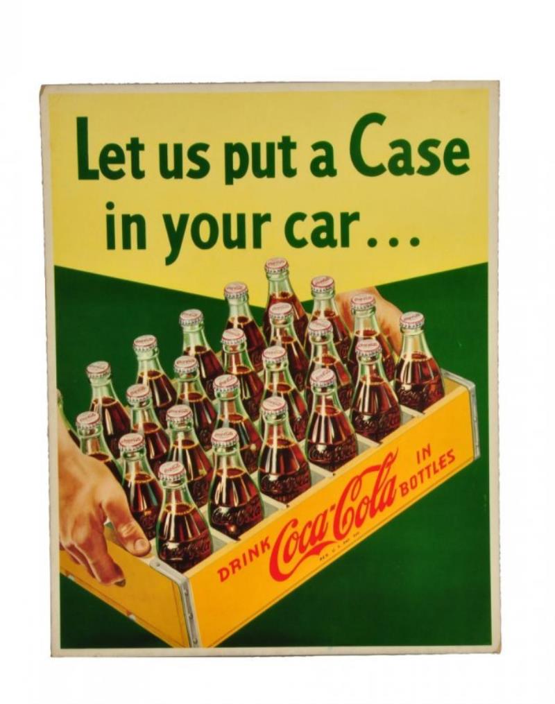 1950's Coca - Cola Light Cardboard Sign.