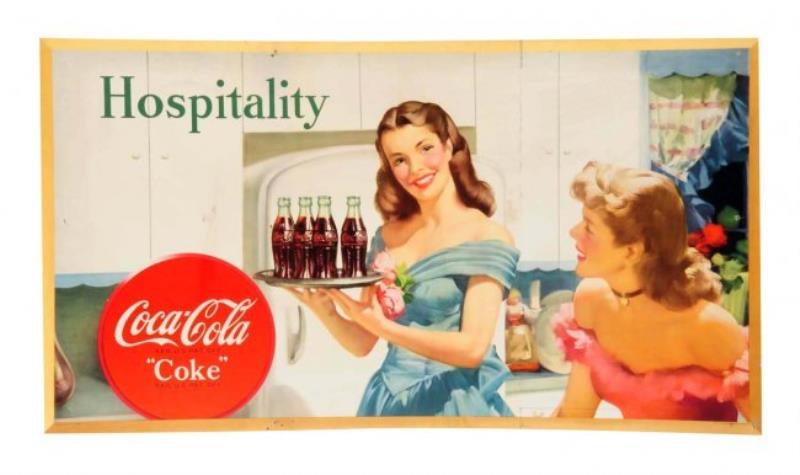 1948 Small Hospitality Cardboard Coca-Cola Poster