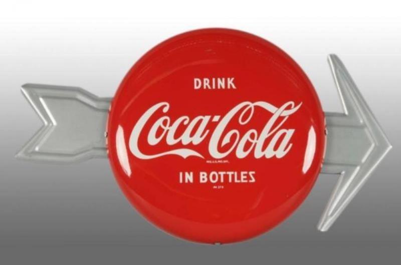 Tin Coca-Cola Button with Arrow.