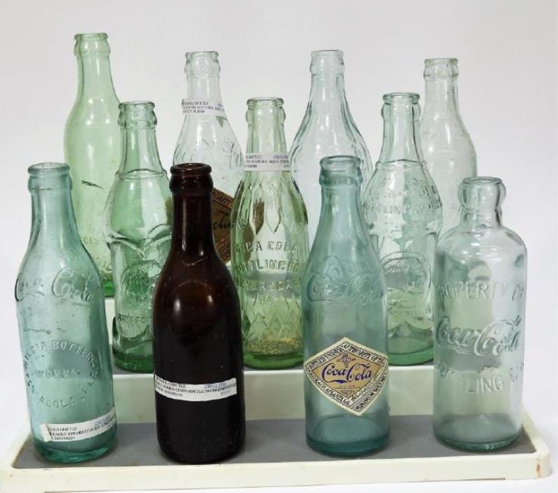 11PC Coca-Cola Antique Glass Soda Bottle Group