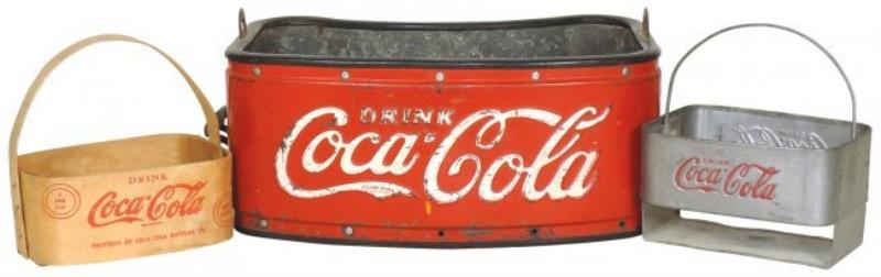 Coca-Cola vendor bottle carrier, embossed metal, VG