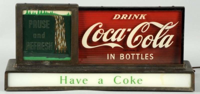 1950's Coca-Cola Waterfall Lighted Counter Sign.