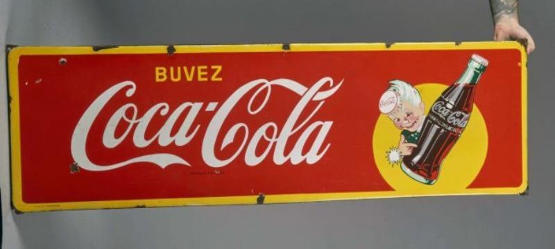 Large Coca Cola French Sprite Boy Porcelain Sign
