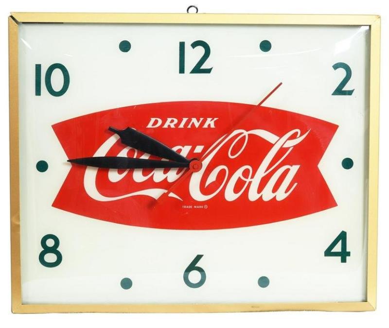 Drink Coca-Cola in Fish Tail Logo Lighted Clock