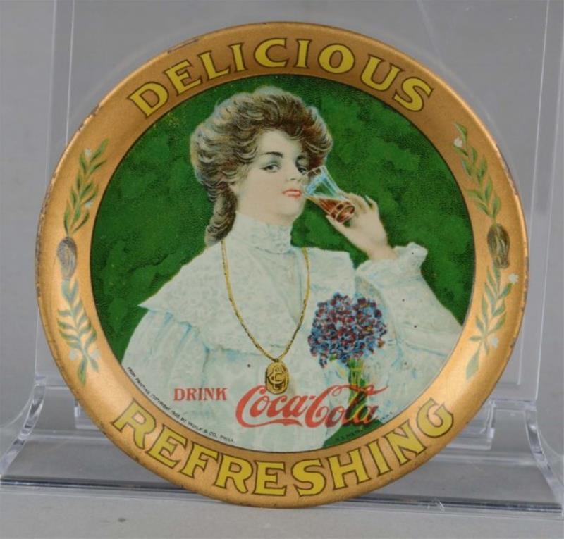 Vintage Coca Cola Round Tip Tray 1906