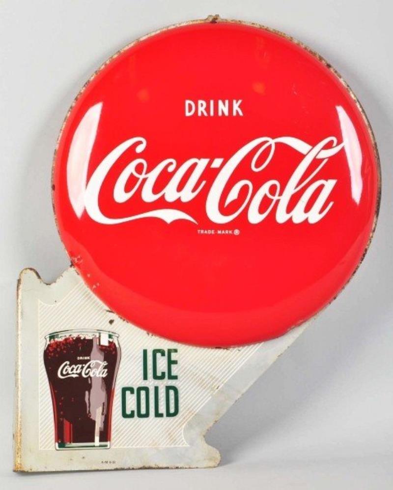 Coca-Cola Double Button Flange Sign.