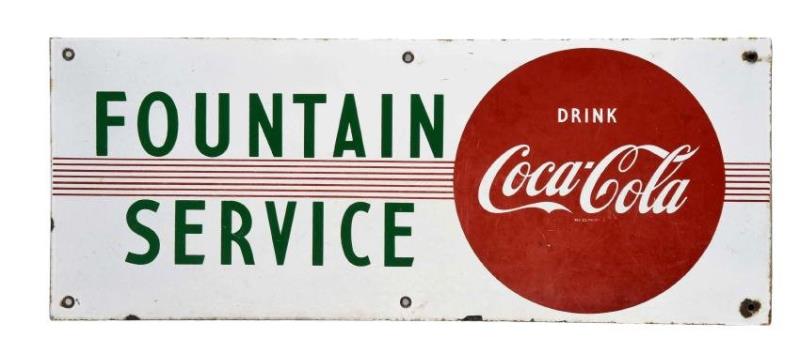 Coca - Cola Porcelain Fountain Service Sign