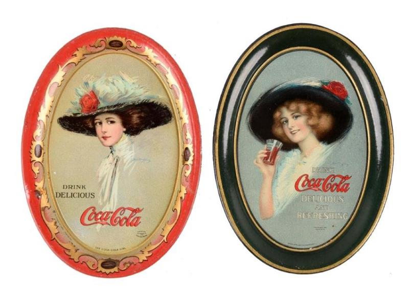1910 & 1912 Coca - Cola Tin Tip Trays.