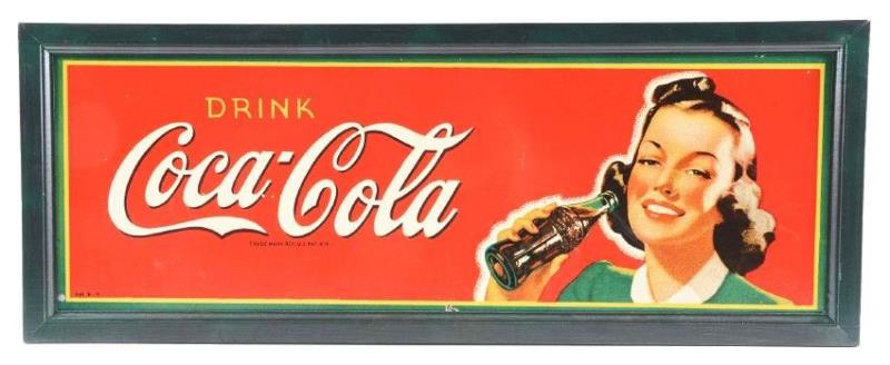 1945 Framed Coca-Cola Masonite Sign.