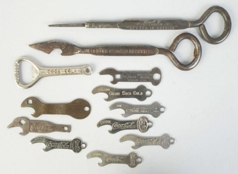 Lot of 12 Asst Pre-1950 Coca-Cola Bottle Openers