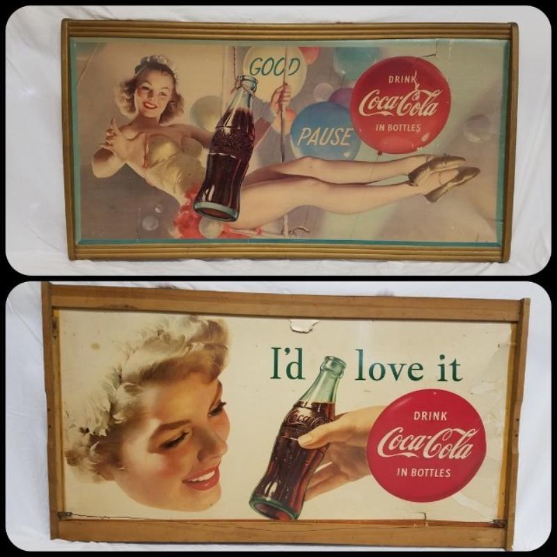 1954 Double Sided Coca-Cola Cardboard Advertising Sign