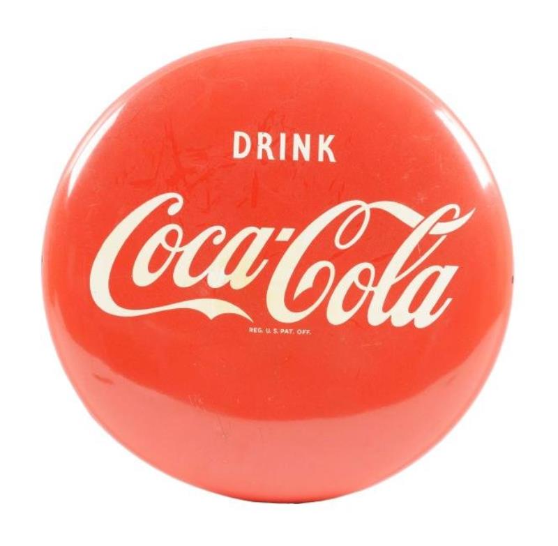 Coca-Cola Button Tin Sign.