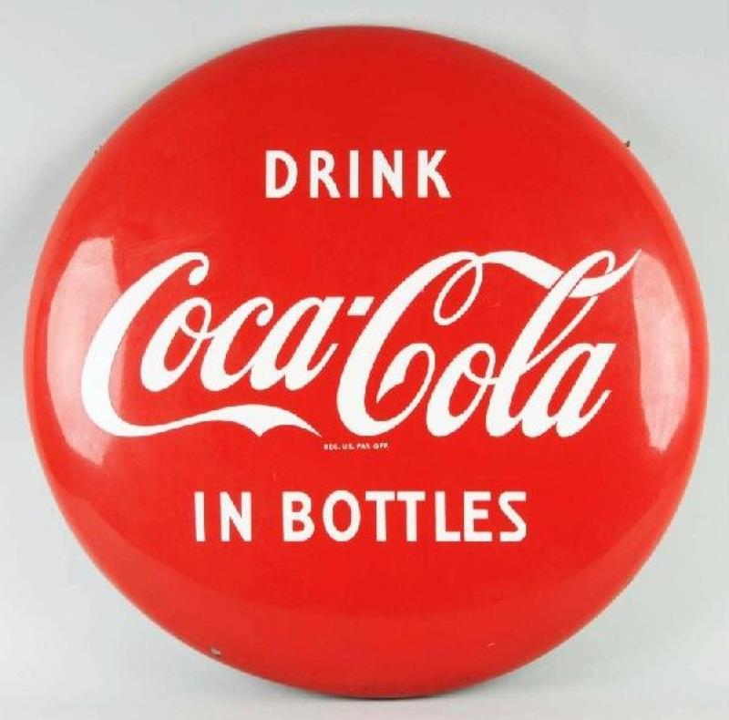 Porcelain Coca-Cola Button Sign.