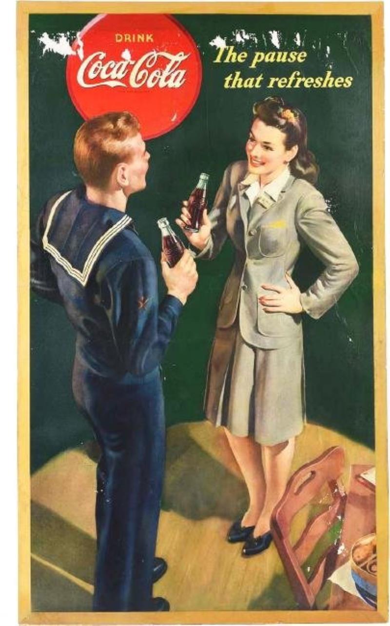 Large Coca-Cola Cardboard Advertising Sign.