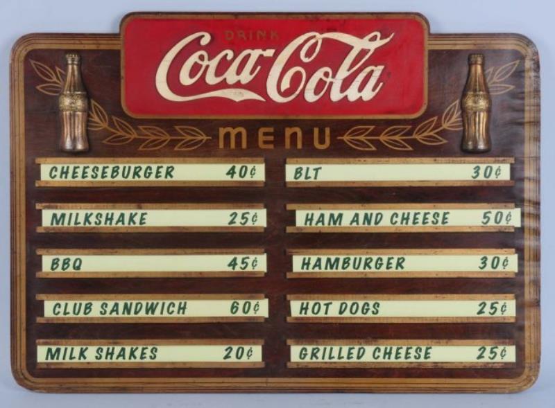 1930s Coca-Cola Menu Board Value & Price Guide