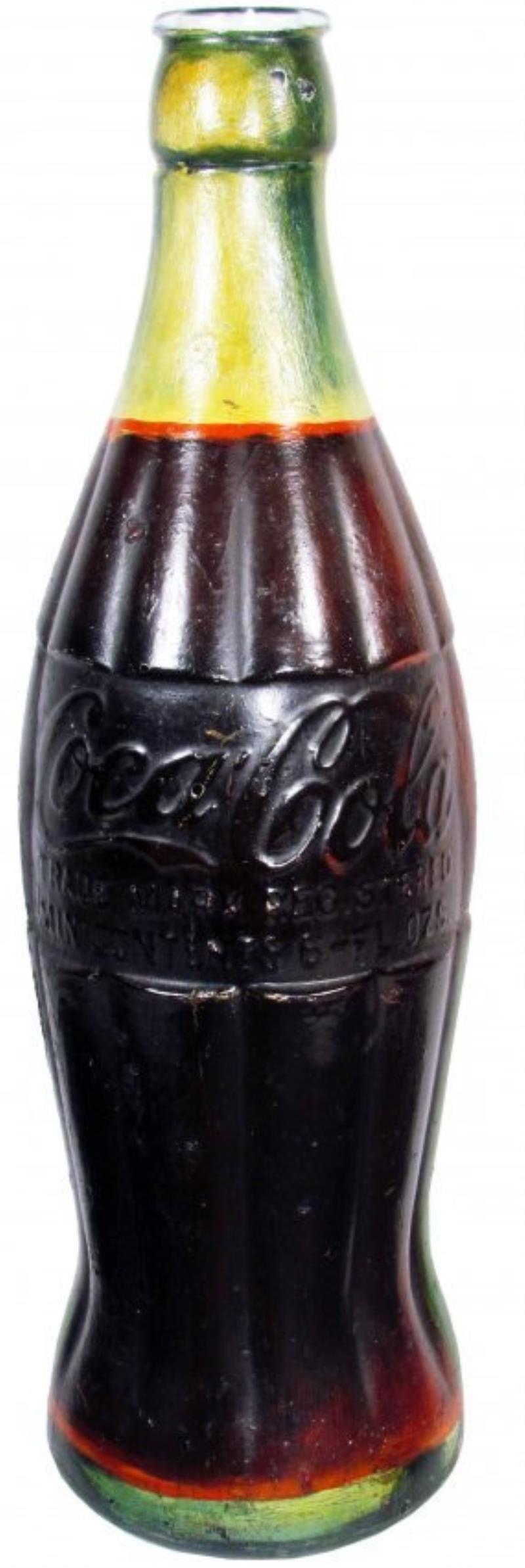 Coca Cola Painted Glass Display Bottle