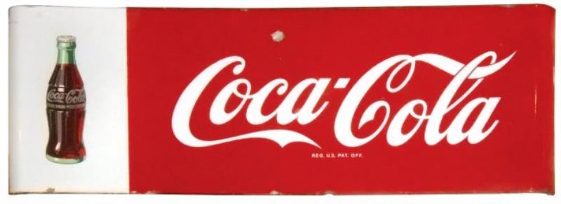 Coca-Cola sign, porcelain w/rolled sides, bottle