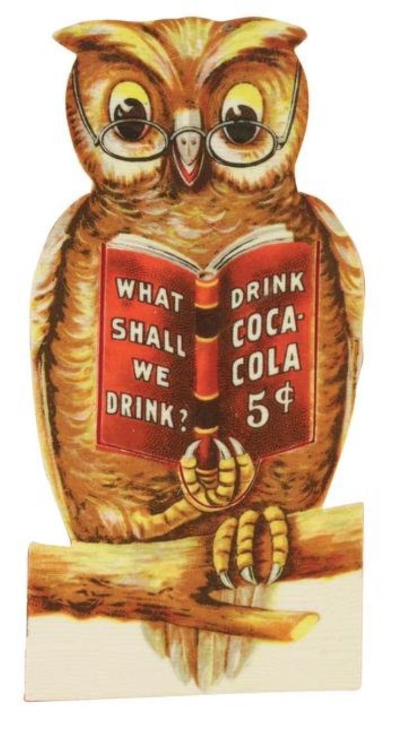 Coca-Cola Celluloid Owl Bookmark.