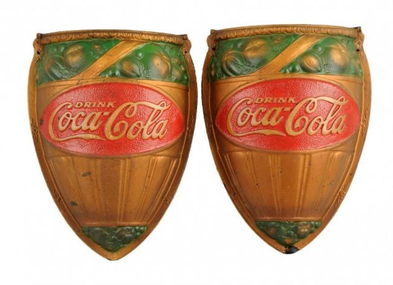 Embossed Fiberboard Coca-Cola Wall Sconce Set.