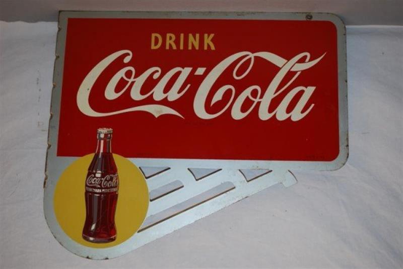 Drink Coca-Cola sign, porcelain diecut logo on tin Value & Price Guide