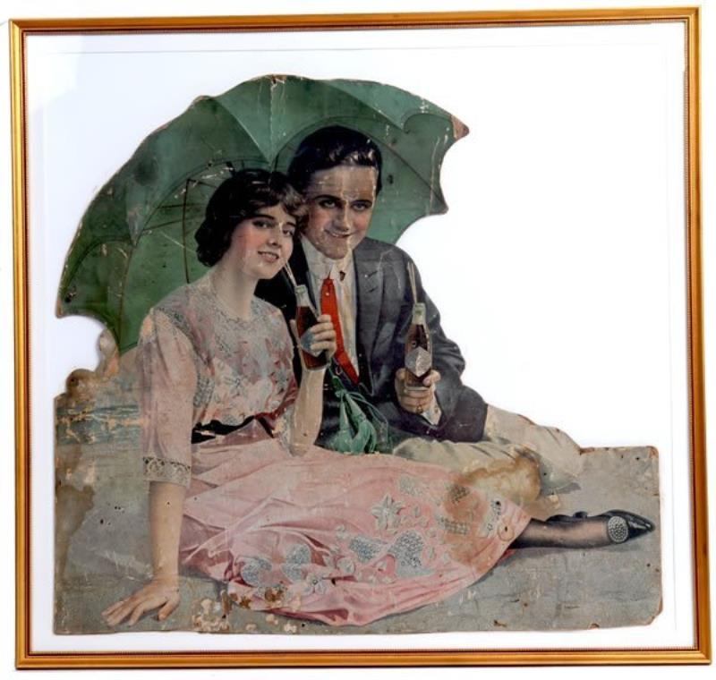 '13 COCA-COLA COUPLE AT THE BEACH CARDBOARD CUTOUT