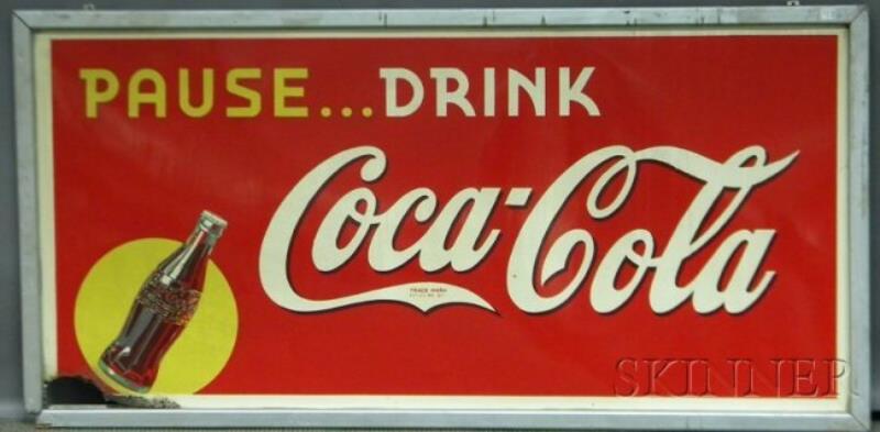 Pause...Drink Coca-Cola Painted Tin Advertising Si